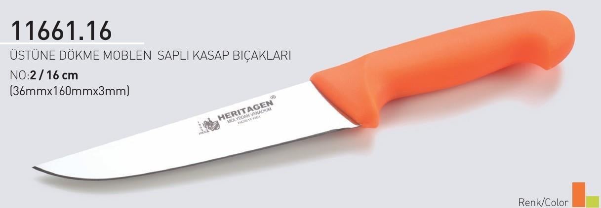Heritagen Kasap Bıçağı 16 cm No.2 Üstüne Dökme Moblen Saplı 36mm X 160mm X 3mm 11661.16