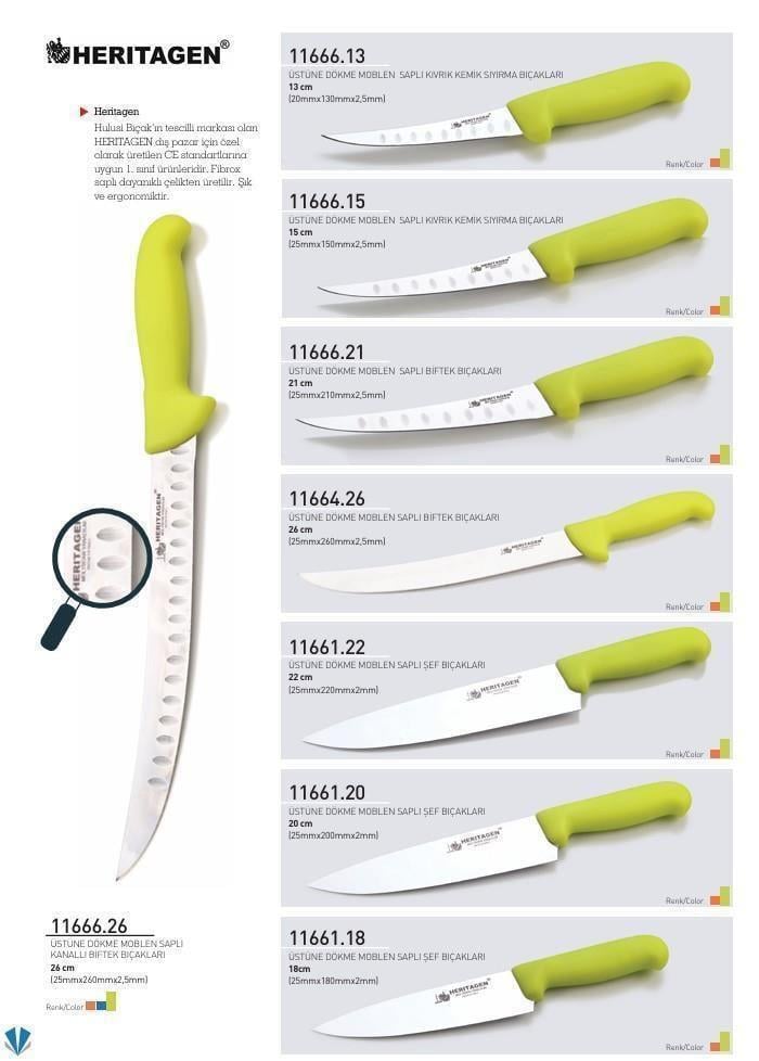 Heritagen Kasap Bıçağı 18 cm No.3 Üstüne Dökme Moblen Saplı 40mm X 180mm X 3mm 11661.18