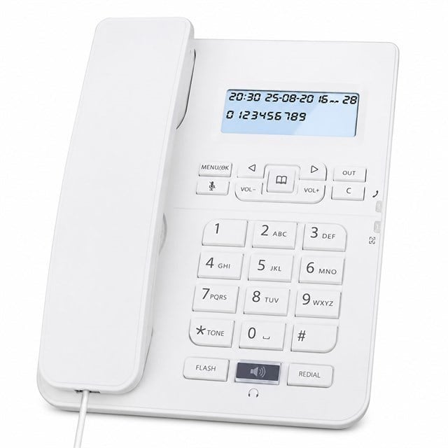 Karel TM-145 Kablolu Ekranlı Krem Masaüstü Telefon