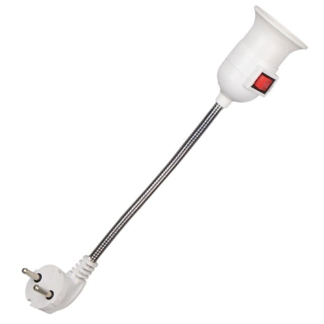 LedX DY-112 Prizden E27 Duya Dönüştürücü 26cm Spiralli Anahtarlı Duy