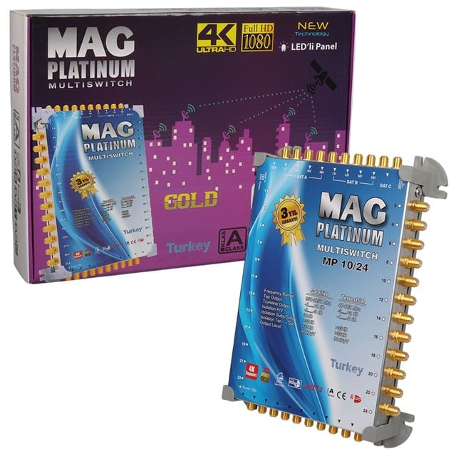MAG Platinum MP 10/24 Multiswitch - 10 Giriş 24 Çıkışlı Merkezi Uydu Santrali Hybrid 4K ve 3D Destekli