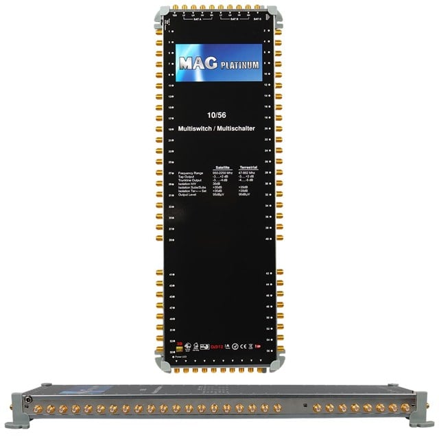 MAG Platinum MP 10/56 Multiswitch - 10 Giriş 56 Çıkışlı Merkezi Uydu Santrali Hybrid 4K ve 3D Destekli