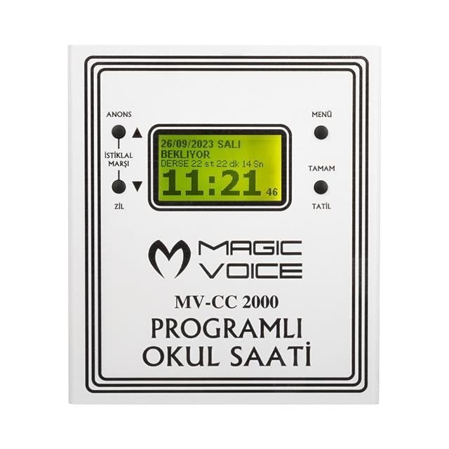 Magicvoice MV-CC2000 USB Duvar Tipi Programlı 20 Adet MP3 Formatı Zil / İstiklal Marşlı Akıllı Dijital Okul Saati (Çan Takılabilir)