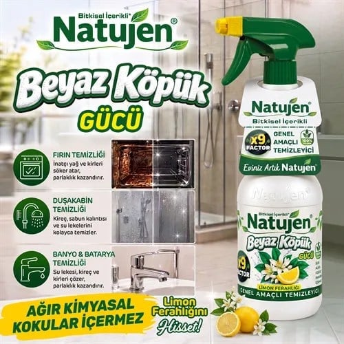 NATUJEN GENEL AMAÇLI TEMİZLEYİCİ (BEYAZ KÖPÜK GÜCÜ) 1000 ML