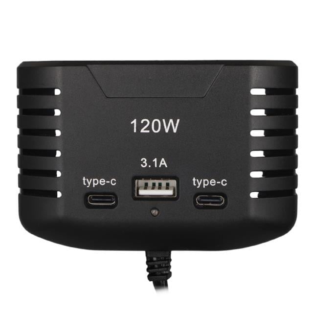 Olesson 2012 12-24V Çift TYPE-C - Tek USB Girişli 120W 80cm Kablolu 3'LÜ Araç Çakmak Çoklayıcı