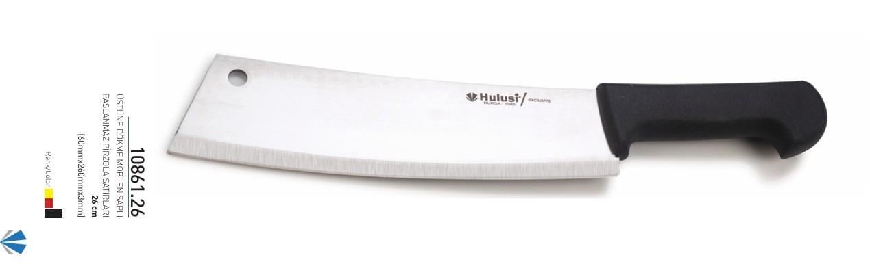 Paslanmaz Pirzola Satırı Hulusi Bıçak Üstüne Dökme Moblen Saplı 26 cm 60mm X 260mm X 3mm 10861.26
