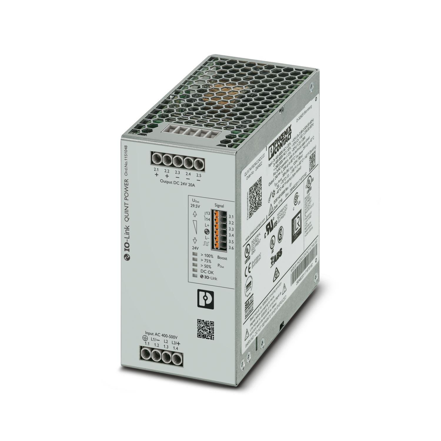 Phoenix Contact 1151048 QUINT4-PS/3AC/24DC/20/IOL | Güç Kaynağı | 3 Faz | 24 V DC / 20 A