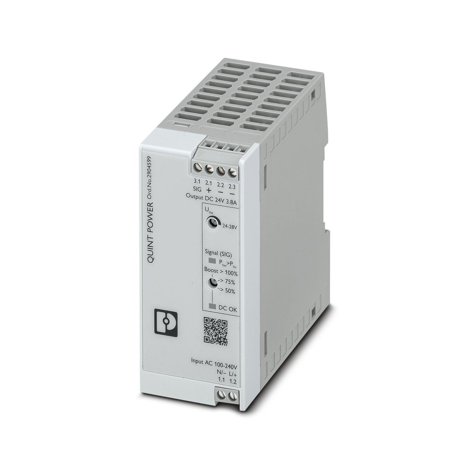 Phoenix Contact 2904599 QUINT4-PS/1AC/24DC/3.8/SC | 24V 3.8A 1 Faz Endüstriyel Güç Kaynağı | QUINT POWER Serisi | SFB Teknolojisi