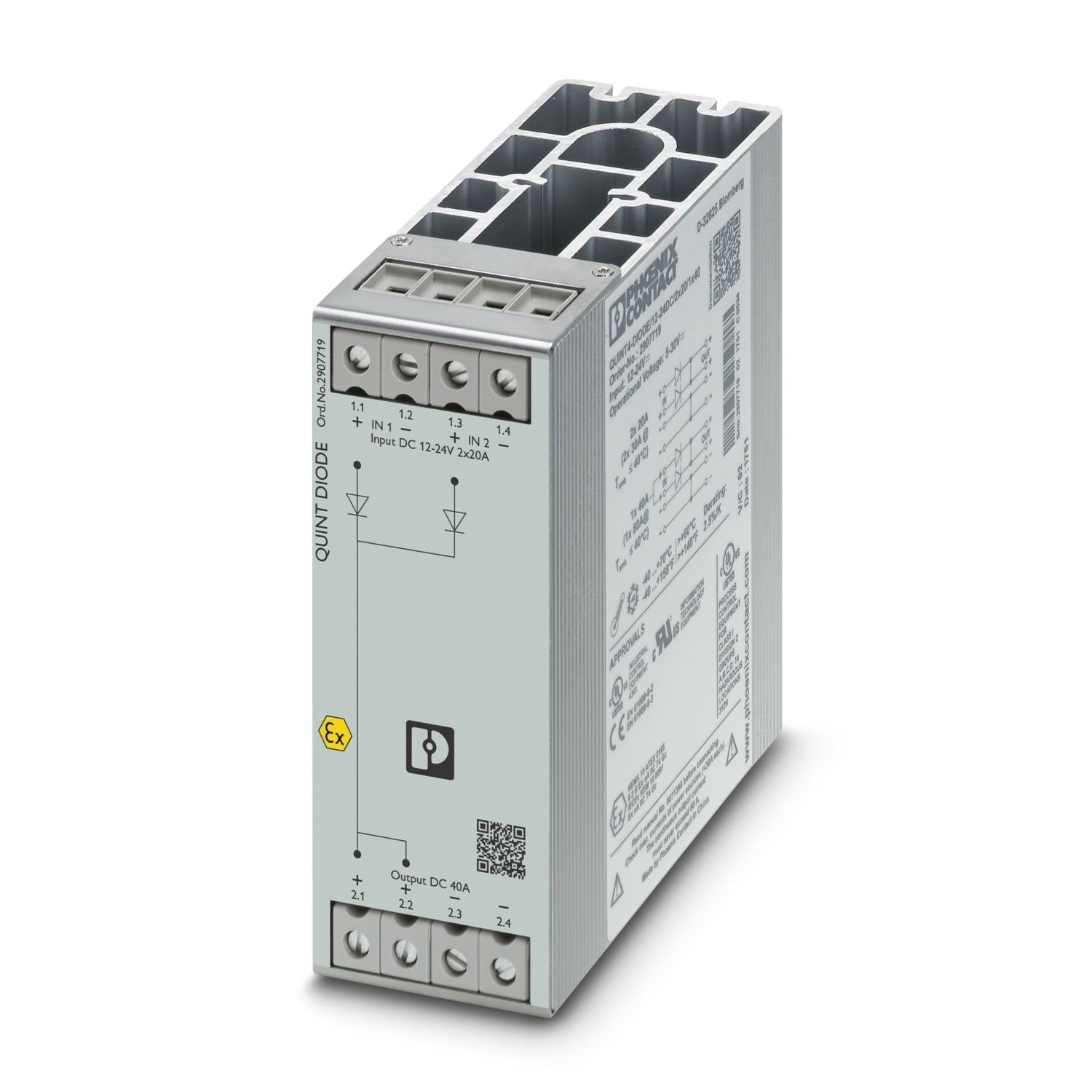 Phoenix Contact 2907719 QUINT DIODE 12-24V 2x20A / 1x40A Yedekleme Modülü 2907719