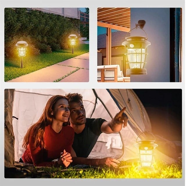 Powermaster HOP-8818 Sensörlü Taşınabilir Şarjlı + Solar Panelli 4 Çalışma Modlu Beyaz-Günışığı Işık Bahçe-Kamp Lambası