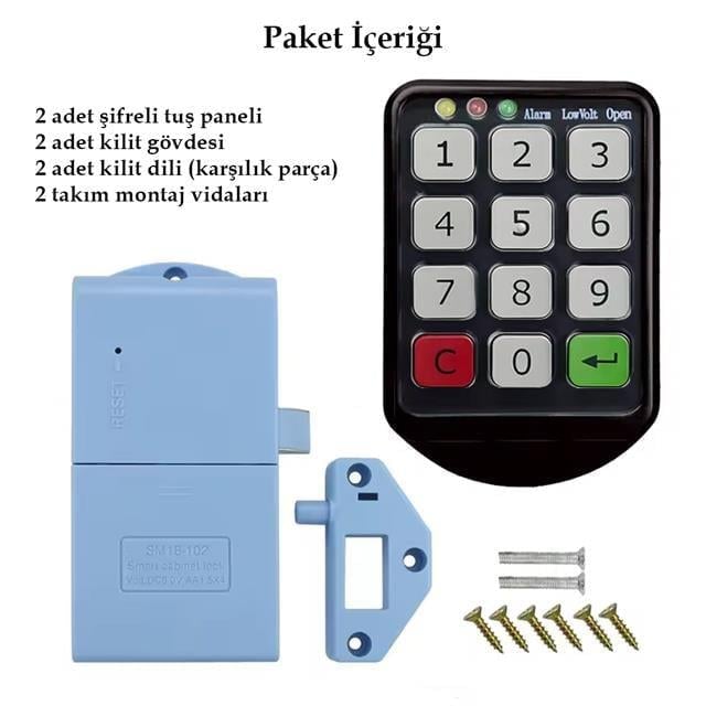 PowerMaster PM-26724 Tuş Şifreli Siyah Çekmece Dolap Kilidi (2'li Paket)