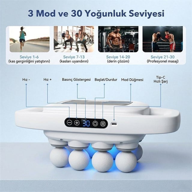 Powermaster PM-29678 Multi-Foksiyonel 8 Başlıklı Profesyonel Selülit Giderici ve Derin Doku Masaj Aleti