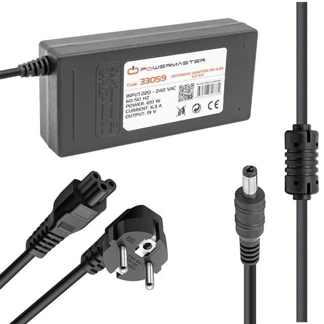 Powermaster PM-33059 19 Volt - 6.3 Amper - 120 Watt 5.5*2.5 Mm Uçlu Adaptör (Toshiba Notebook)