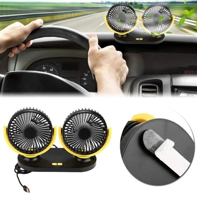 Powermaster X916 12 Volt Dc Usb Girişli Plastik Masaüstü 2'li Ev-Ofis-Araç Fan Vantilatör