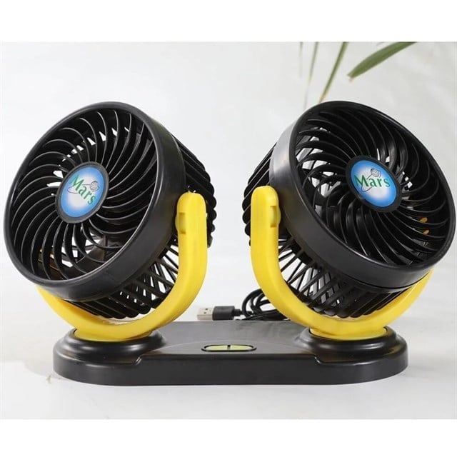 Powermaster X916 12 Volt Dc Usb Girişli Plastik Masaüstü 2'li Ev-Ofis-Araç Fan Vantilatör