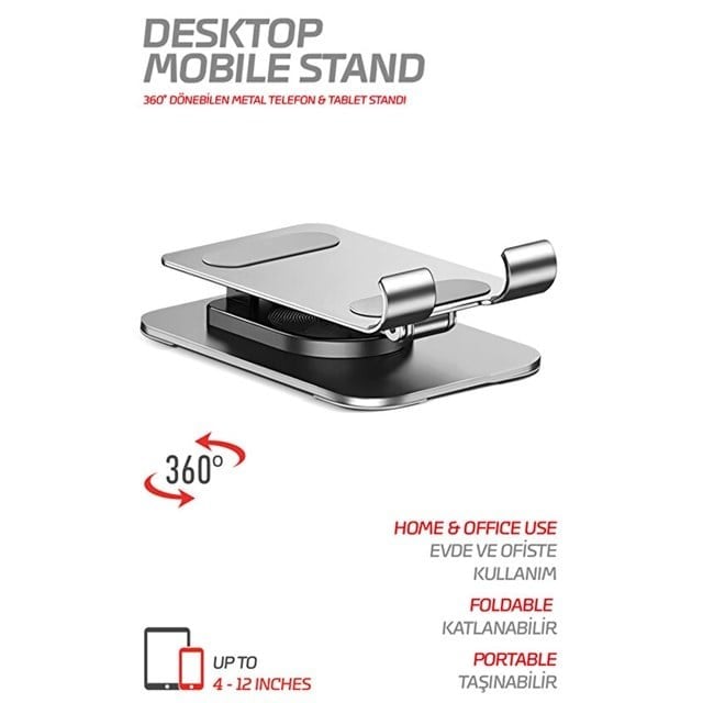 Powerway DMS33 Full Metal Gövde 360 Derece Dönebilen Profesyonel Masaüstü Telefon Standı