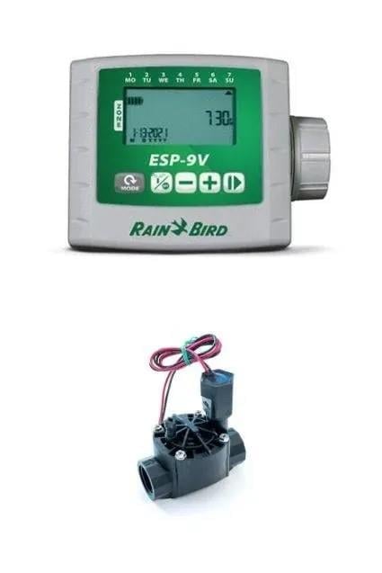 Rain Bird ESP‑9V Pilli Kontrol Ünitesi ve Solenoid Vana Seti – 1 İstasyon / 1 Vana