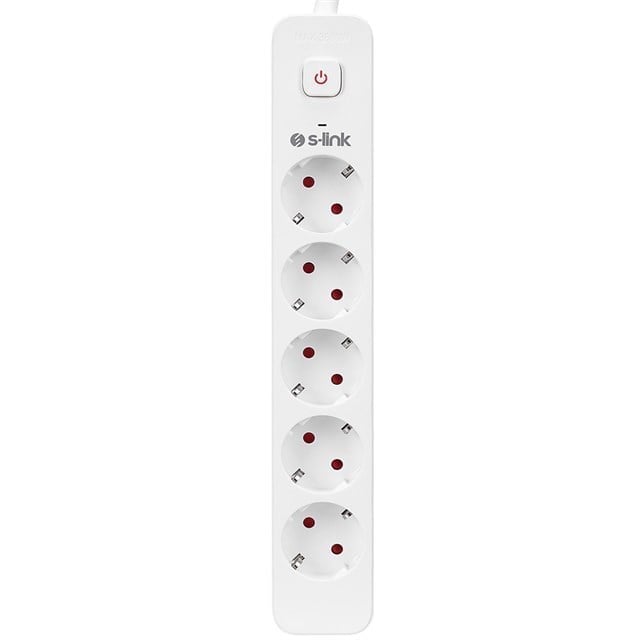 S-Link SPG501S 1.5 Metre Kablolu 750 Joule 1.5 Mm Anahtarlı 5'li Akım Korumalı Priz