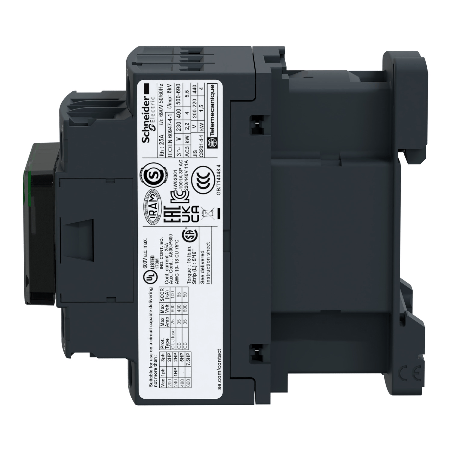 Schneider LC1D09B7 4 kW 9 A 3 Kutuplu 3 NO 24 V AC TeSys D Kontaktör LC1D09B7