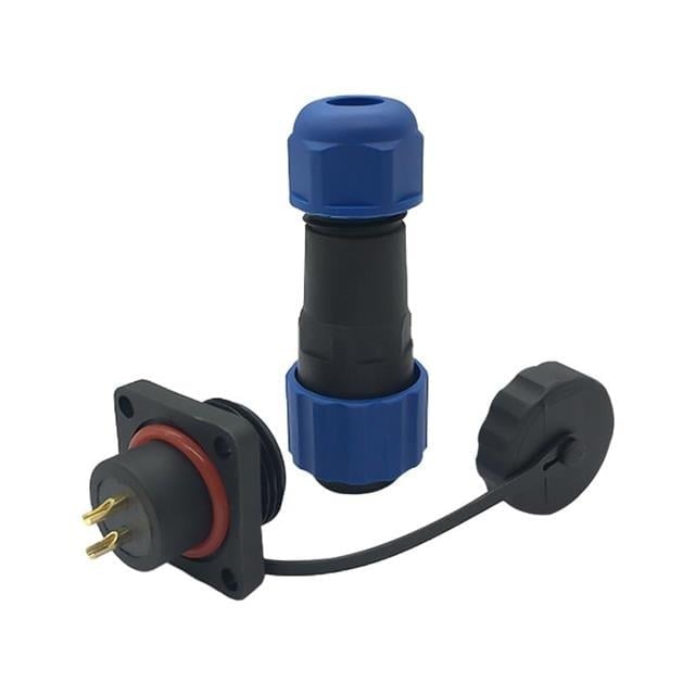 SD16 Su Geçirmez 2 Pin 16 Mm Dörtgen Konnektör (Fiş-Soket / Erkek-Dişi)