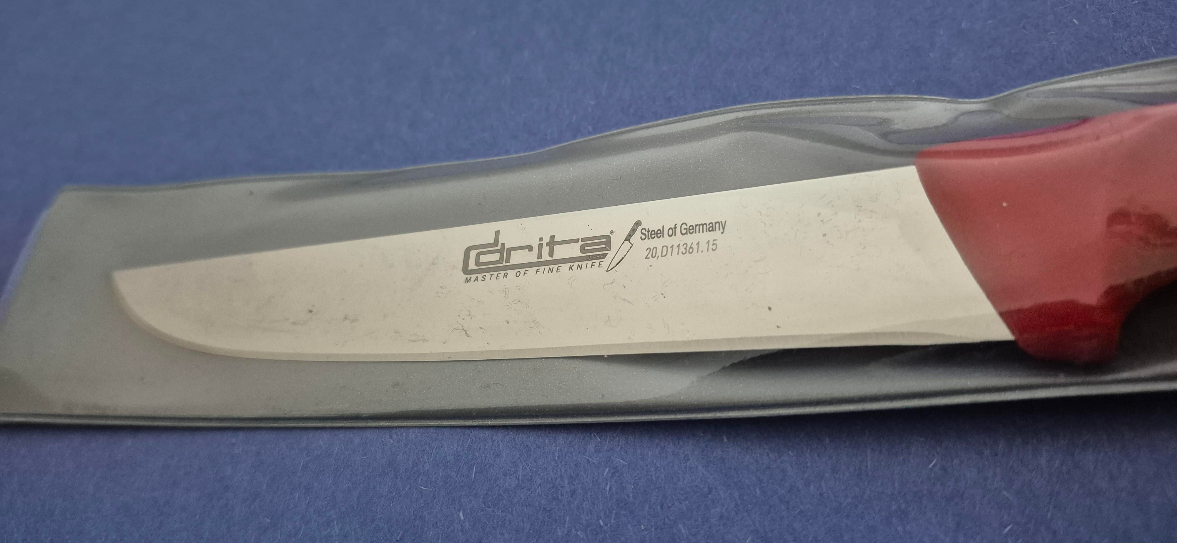 Sebze Bıçağı 15.7 cm Hulusi - Drita Bıçak Üstüne Dökme Moblen Saplı 26mm X 157mm X 2mm 11361.15 (KIRMIZI RENK)