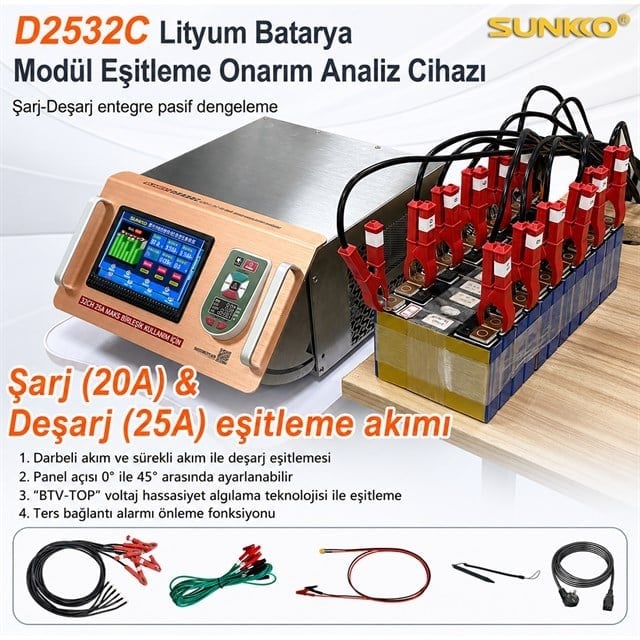 Sunkko D2524C+WIFI Lityum Pil Dengeleme Makinesi 2S - 24S Akıllı Wifi Destekli