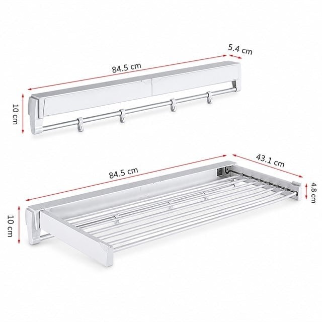 Sunup SN-37717 Katlanabilir Çamaşır Askılığı Duvara Monte Gizli Balkon Akordeon Kurutma Beyaz