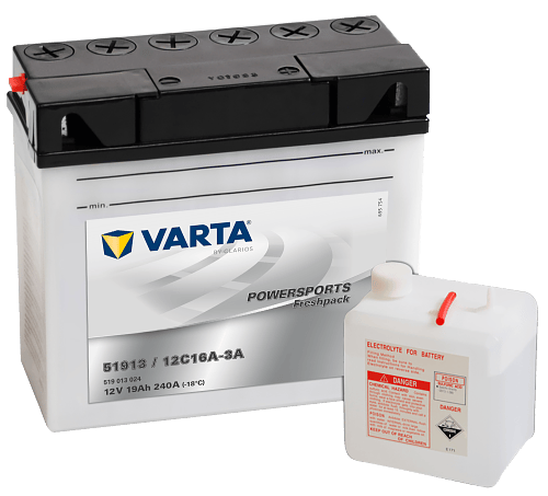 VARTA Powersports Freshpack 12V 19Ah 240A – 51913 / 12C16A-3A | Motosiklet & Hafif Araç Aküsü