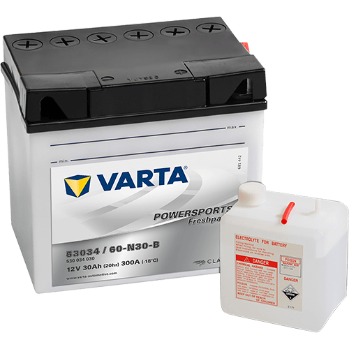 VARTA Powersports Freshpack 12V 30Ah 300A – 60-N30-B | Motosiklet & Hafif Araç Aküsü