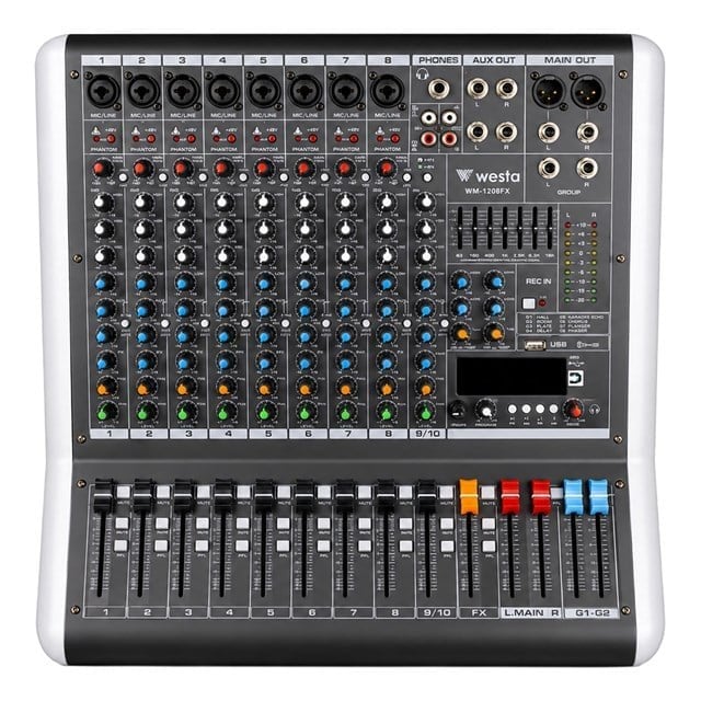 Westa WM-10PMX 2x500W 10 Kanal Power Mikser USB, Bluetooth 32DSP Dijital Profesyonel Ses Mikseri