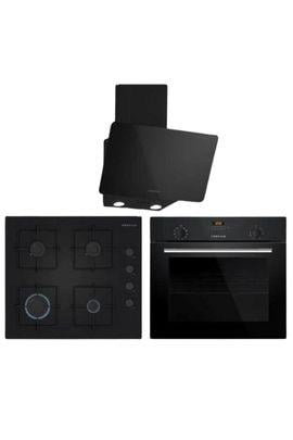 PROFİLO Siyah Cam Ankastre Set