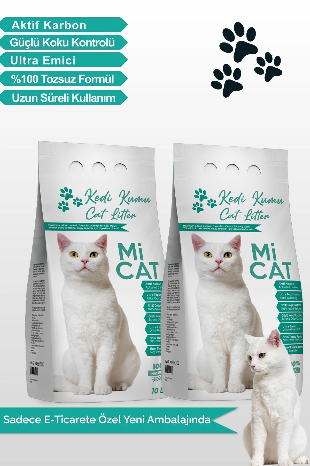 MiCat 2x10 L Aktif Karbonlu Kokusuz Kedi Kumu - Süper Topaklanan, Tozsuz