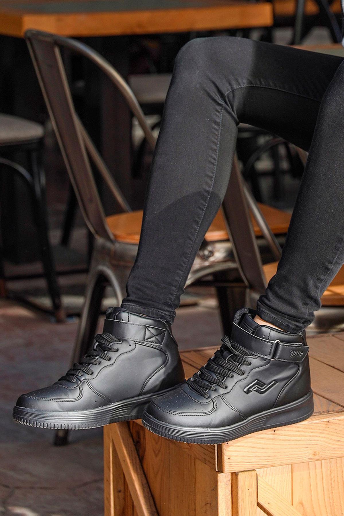 16308 Yüksek Bilekli Siyah Kadın Sneaker Günlük Spor Ayakkabı
