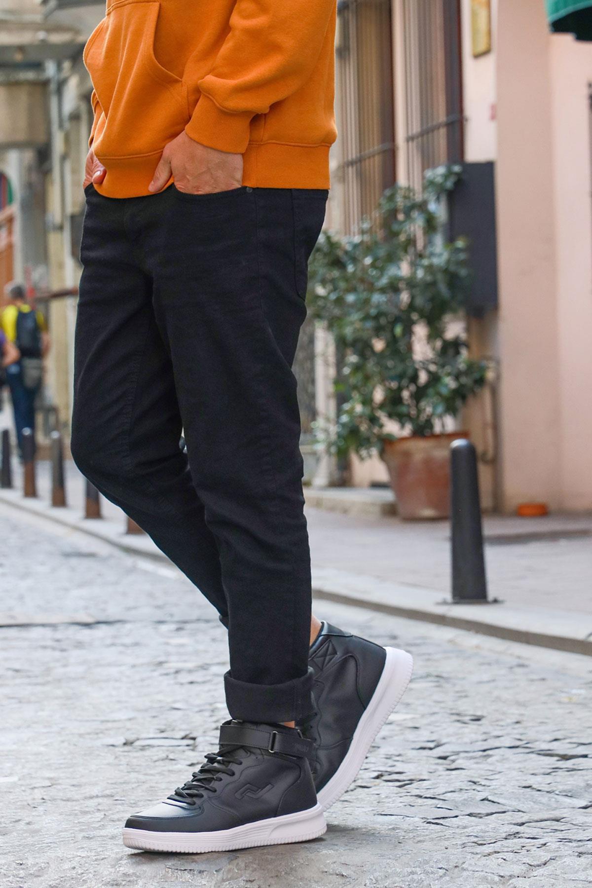 16309 Yüksek Bilekli Siyah - Beyaz Erkek Sneaker Günlük Spor Ayakkabı