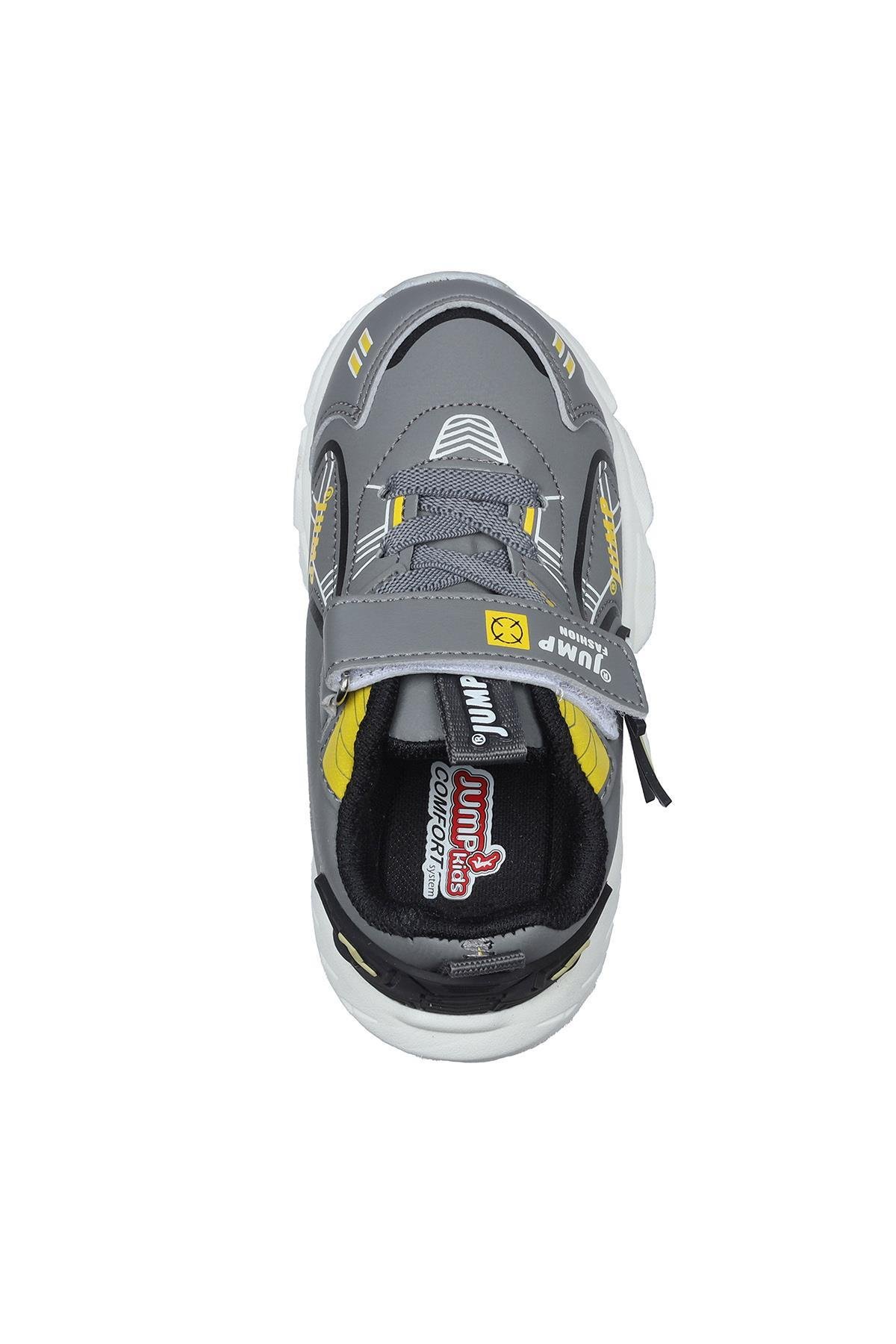 26982 Cırtlı Gri - Sarı Üniseks Çocuk Sneaker Günlük Spor Ayakkabı