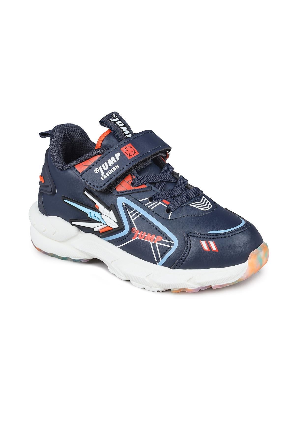 26982 Cırtlı Lacivert - Turuncu Üniseks Çocuk Sneaker Günlük Spor Ayakkabı