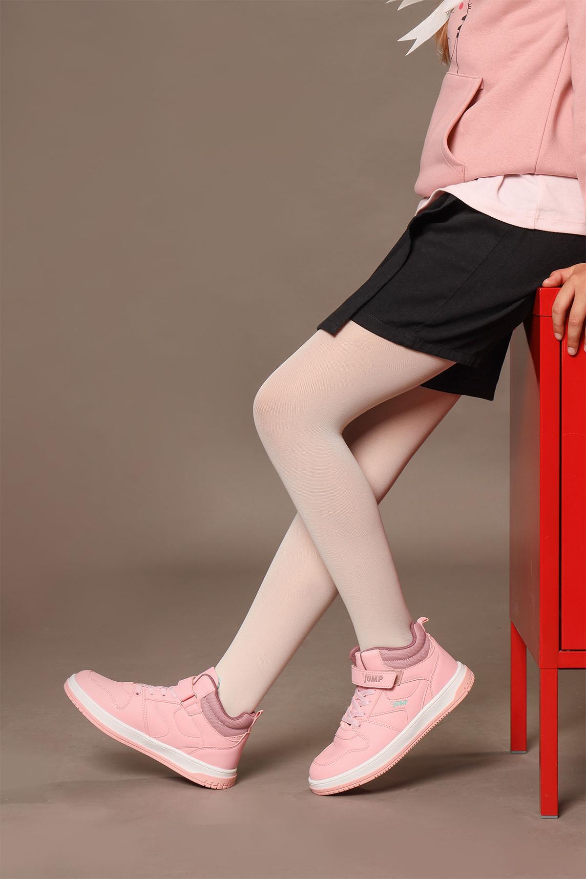 27758 Cırtlı Yüksek Bilekli Gül Rengi Kız Çocuk Sneaker Günlük Spor Ayakkabı