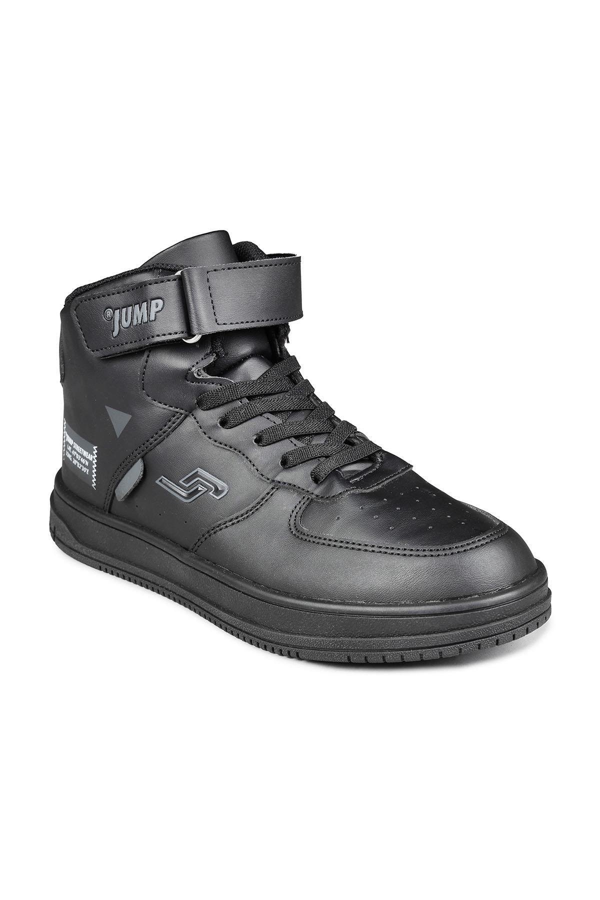 27834 Cırtlı Yüksek Bilekli Siyah Üniseks Çocuk Sneaker Günlük Spor Ayakkabı