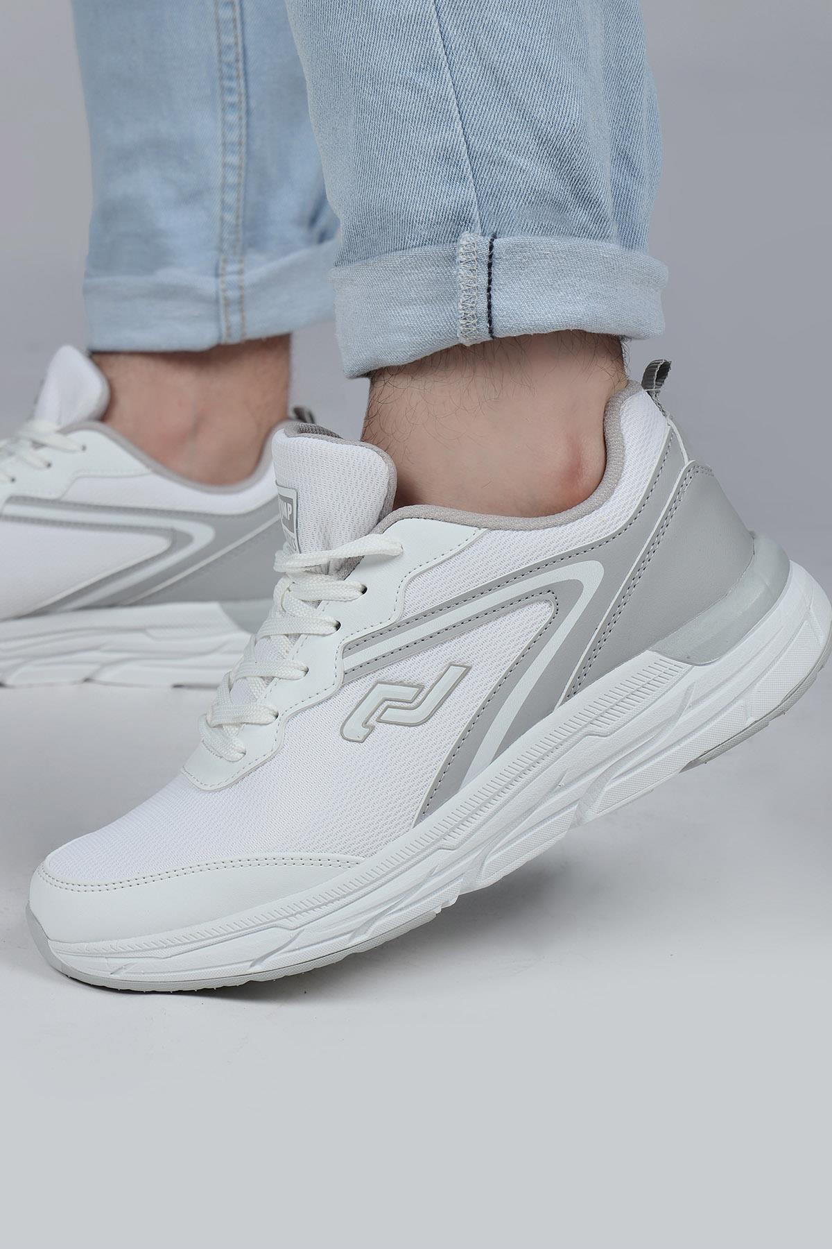 28037 Beyaz - Açık Gri Erkek Sneaker Günlük Spor Ayakkabı