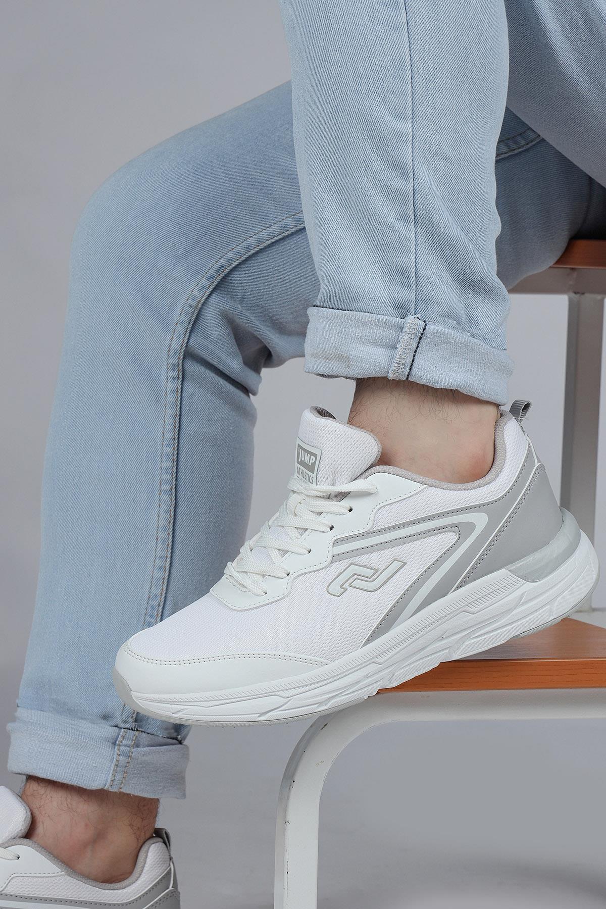 28037 Beyaz - Açık Gri Erkek Sneaker Günlük Spor Ayakkabı