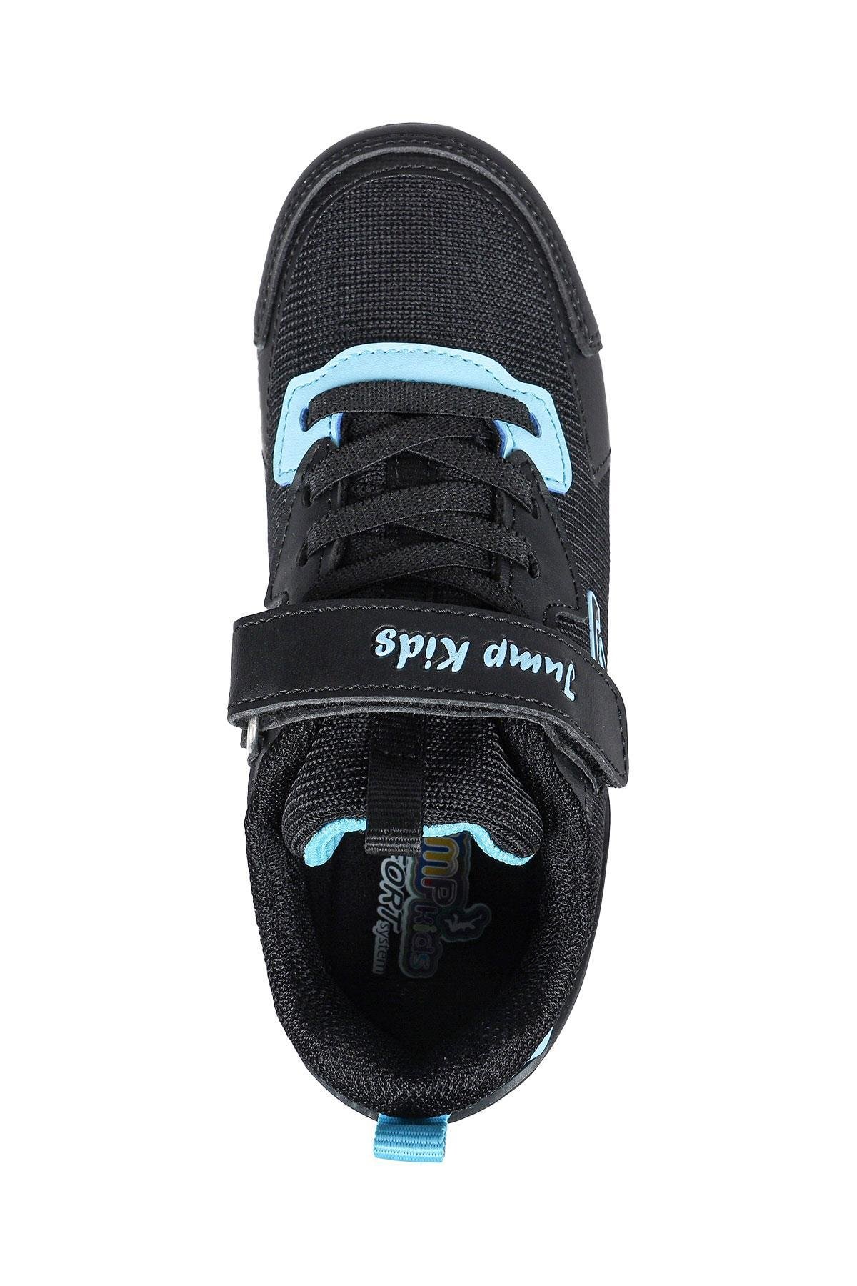 28106 Cırtlı Siyah - Mavi Üniseks Çocuk Sneaker Günlük Spor Ayakkabı