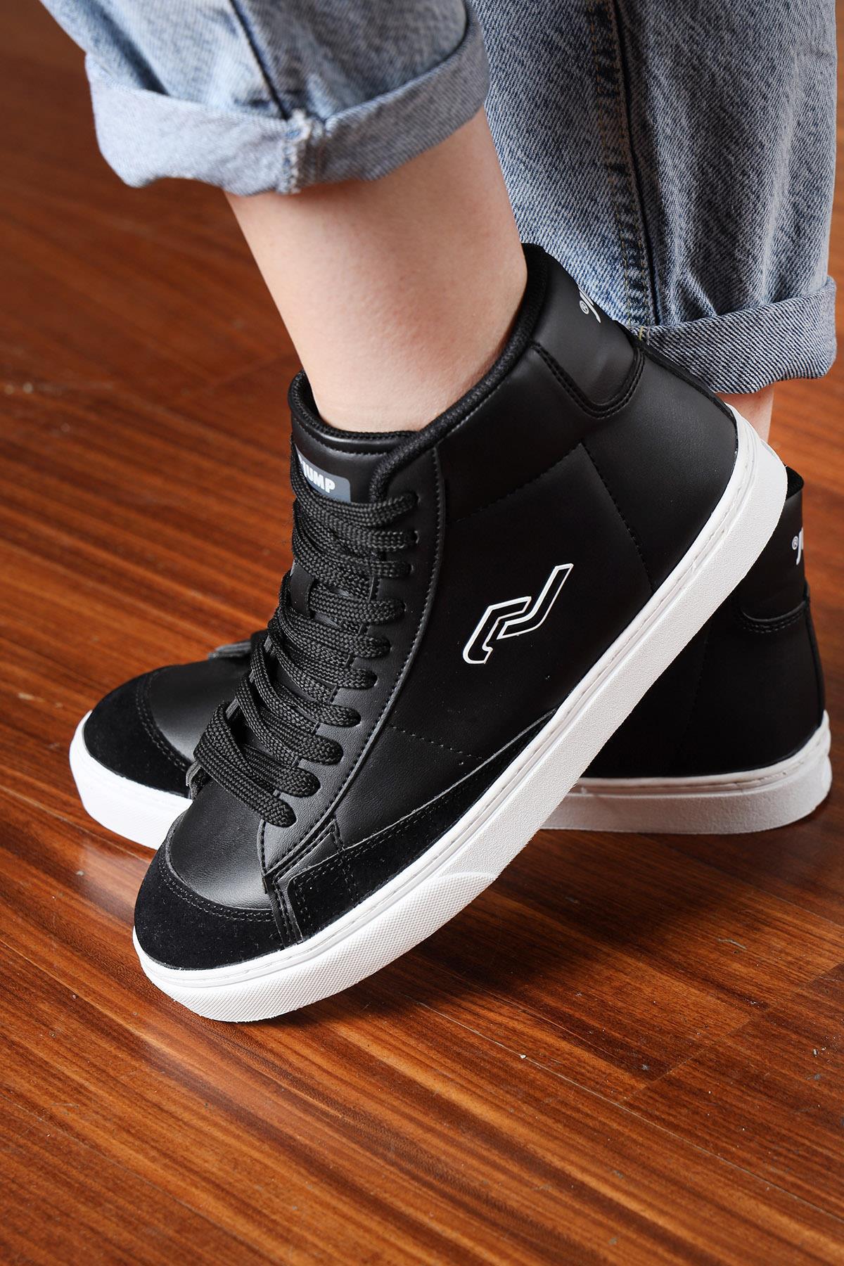 28148 Yüksek Bilekli Siyah Kadın Sneaker Günlük Spor Ayakkabı