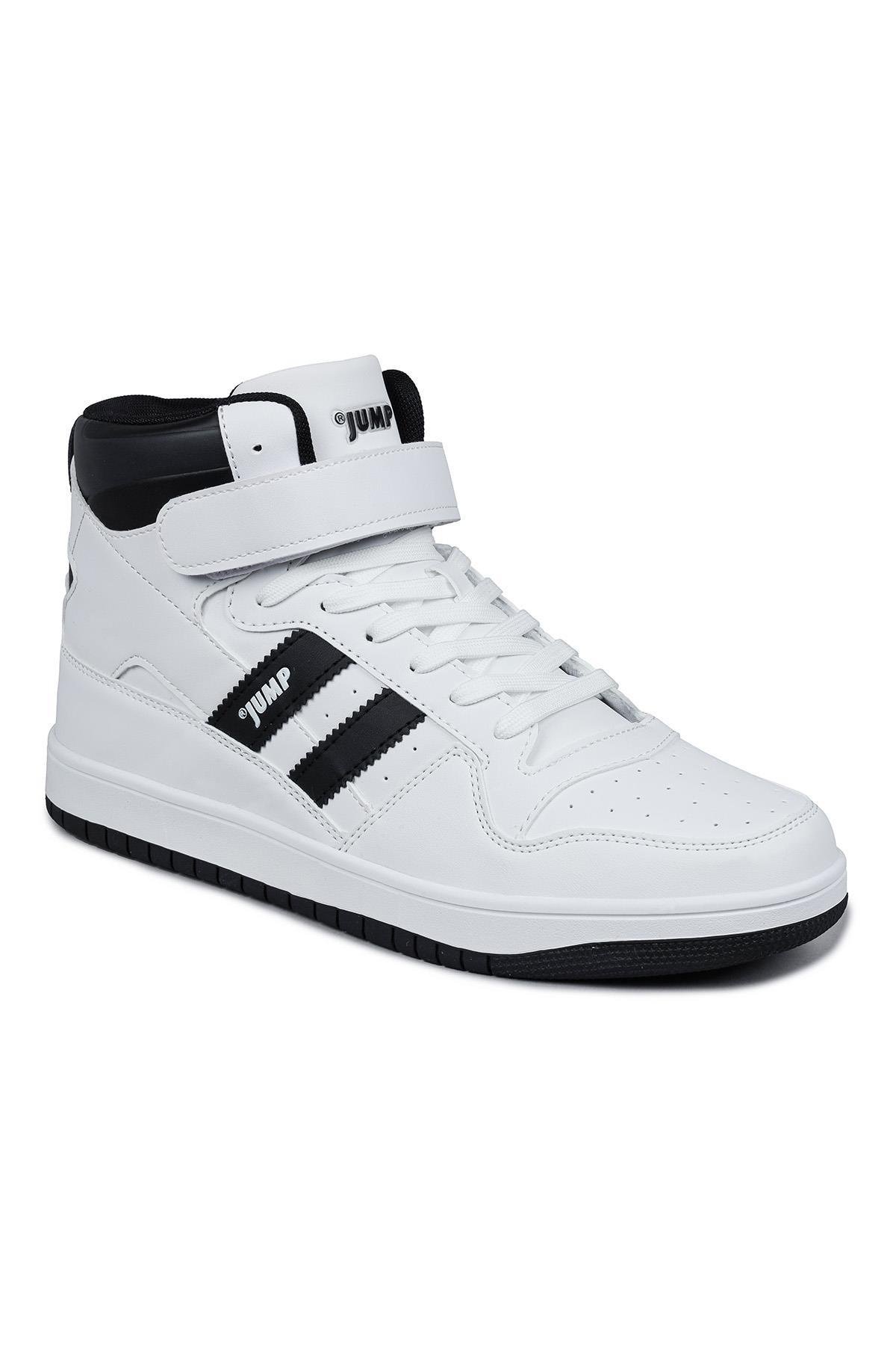 28504 Yüksek Bilekli Beyaz - Siyah Erkek Sneaker Günlük Spor Ayakkabı