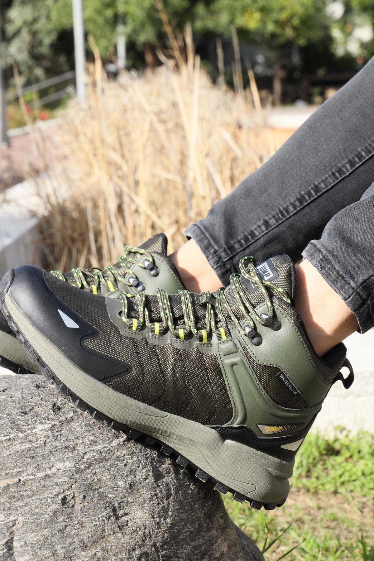 28680 Haki - Siyah Erkek Su Geçirmez Outdoor Bot Spor Ayakkabı
