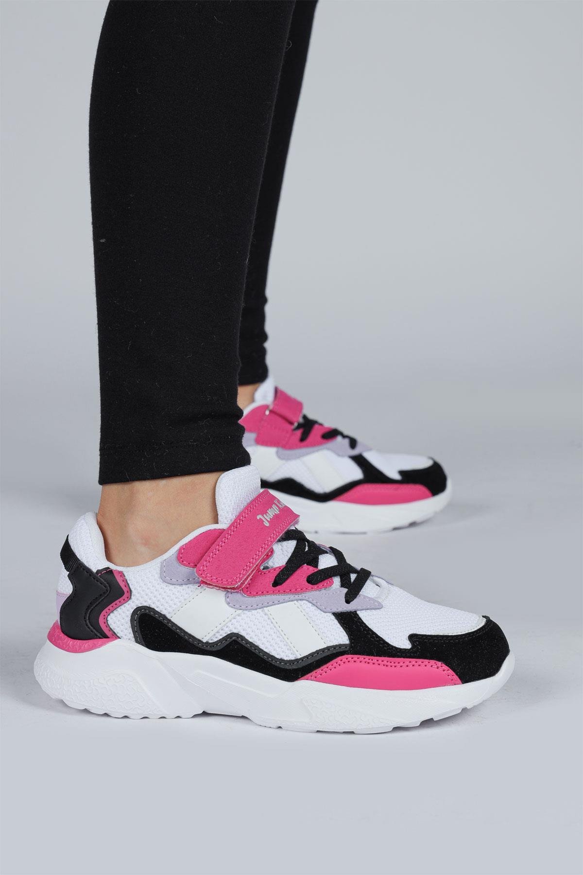 29189 Cırtlı Beyaz - Lila Kız Çocuk Sneaker Günlük Spor Ayakkabı