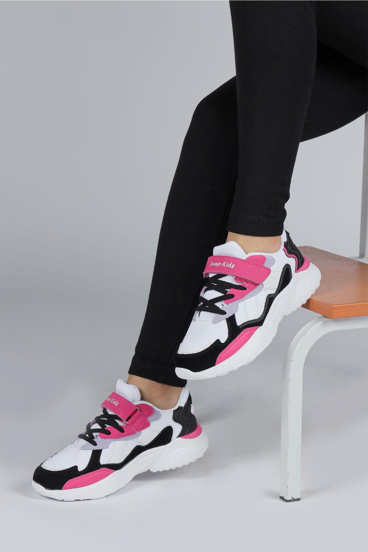 29189 Cırtlı Beyaz - Lila Kız Çocuk Sneaker Günlük Spor Ayakkabı