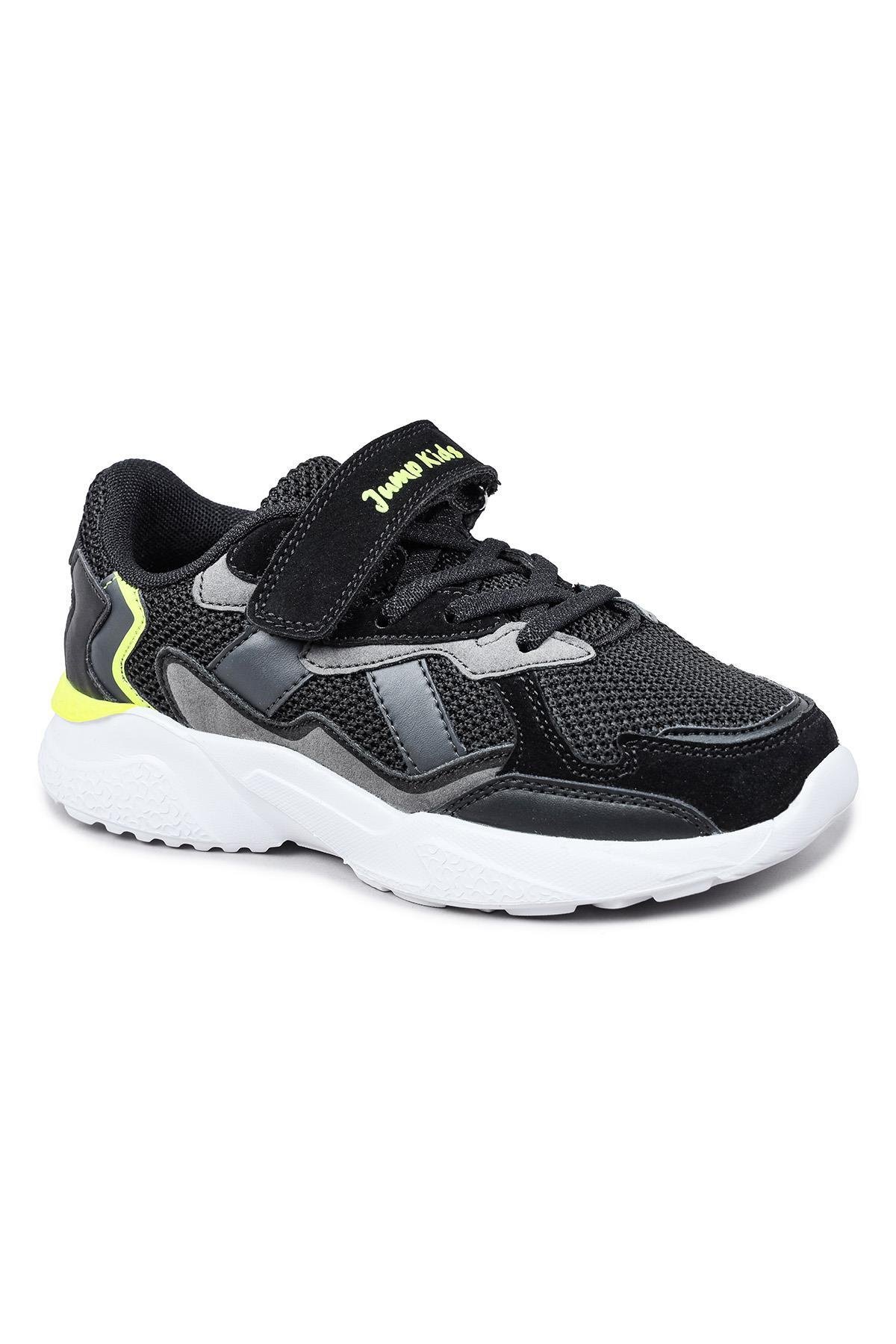29189 Cırtlı Siyah - Gri Üniseks Çocuk Sneaker Günlük Spor Ayakkabı