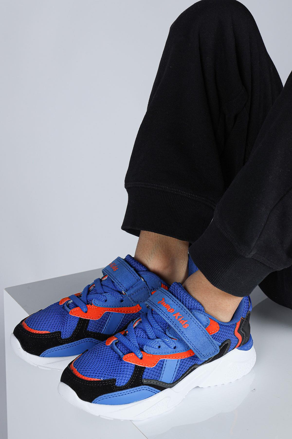 29189 Saks Mavi - Turuncu Üniseks Çocuk Sneaker Günlük Spor Ayakkabı