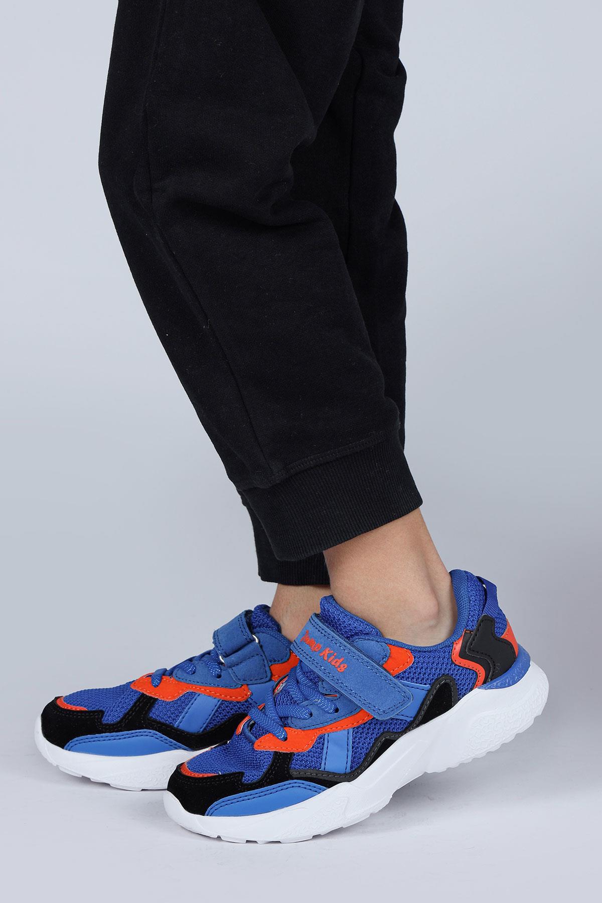 29189 Saks Mavi - Turuncu Üniseks Çocuk Sneaker Günlük Spor Ayakkabı