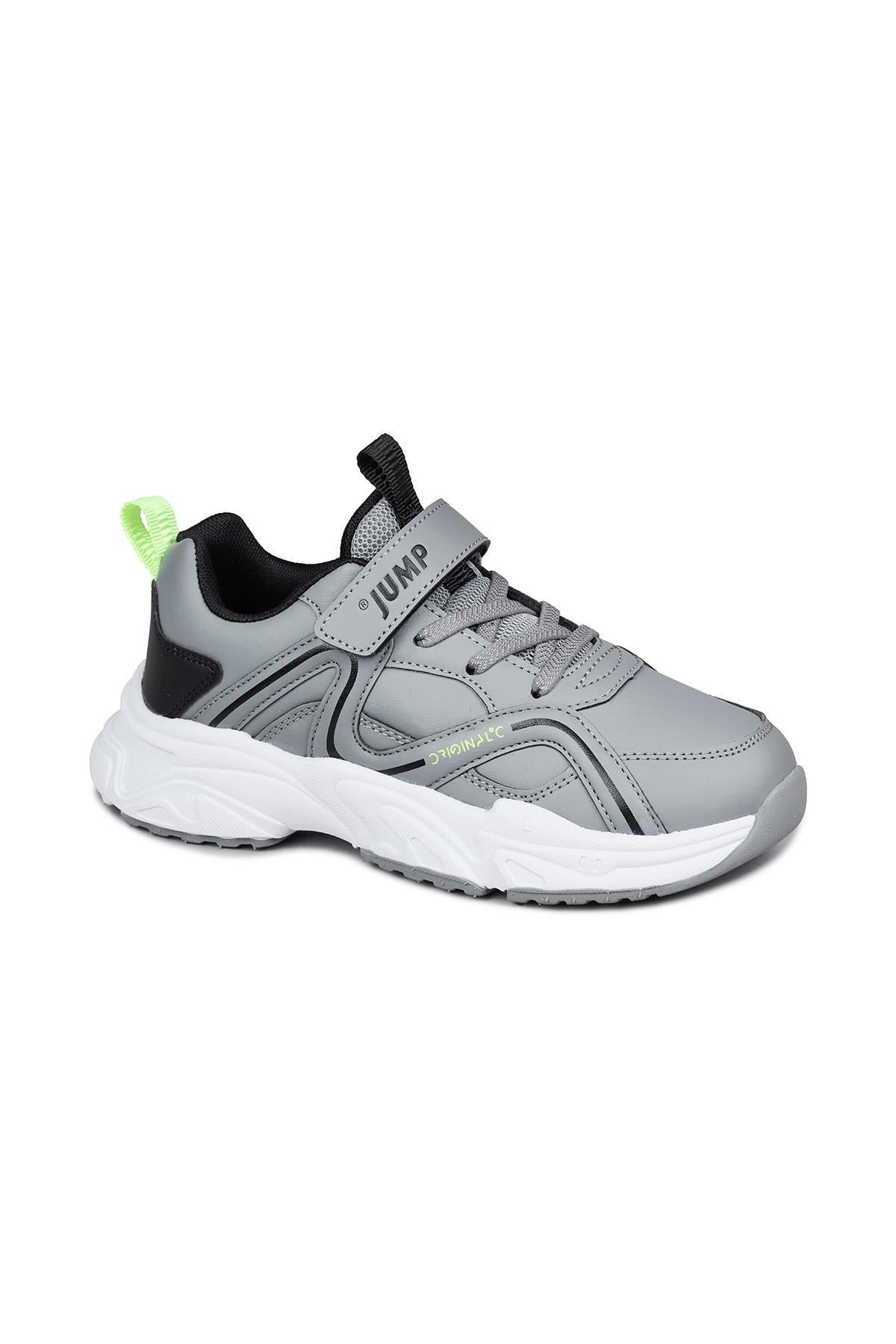 29603 Cırtlı Açık Gri - Siyah Üniseks Çocuk Sneaker Günlük Spor Ayakkabı